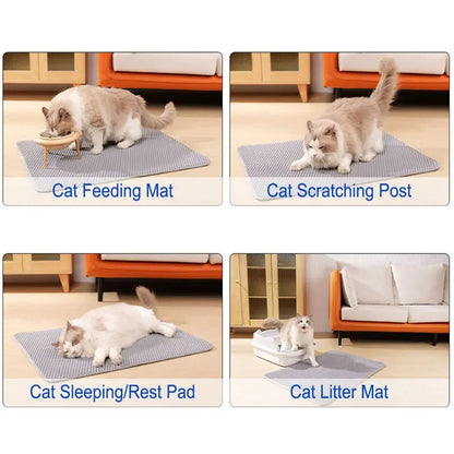 Cat Litter Mat Non-Slip Large Pet Litter Box Mat Double Layer Wear-Resistant Waterproof Cat Litter Mat Pet Cleaning Supplies