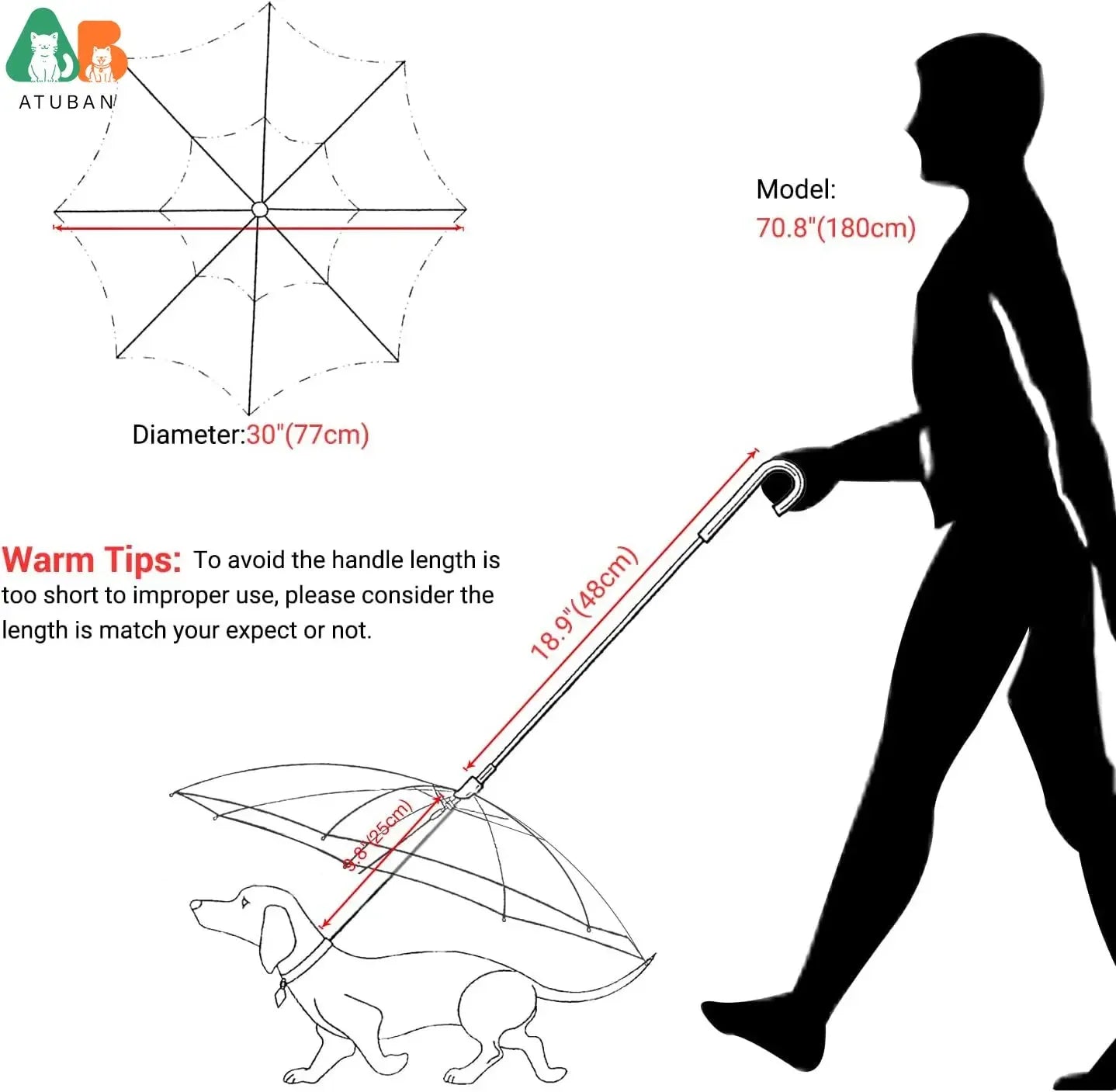 Dog Umbrella with Leash - Small Pets