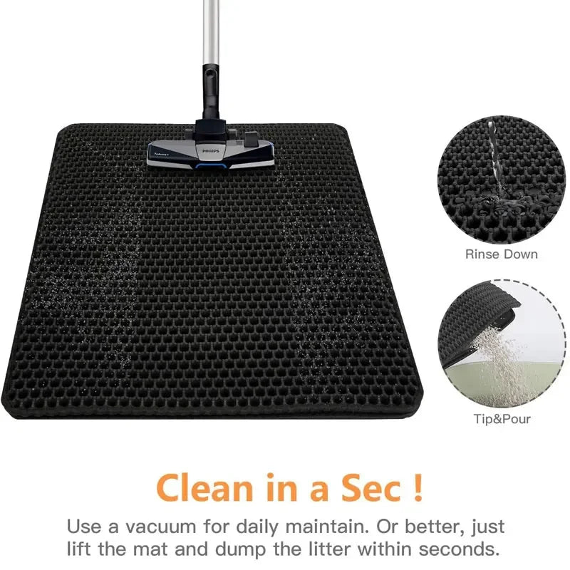 Cat Litter Mat Non-Slip Large Pet Litter Box Mat Double Layer Wear-Resistant Waterproof Cat Litter Mat Pet Cleaning Supplies