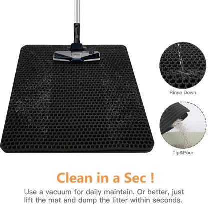 Cat Litter Mat Non-Slip Large Pet Litter Box Mat Double Layer Wear-Resistant Waterproof Cat Litter Mat Pet Cleaning Supplies