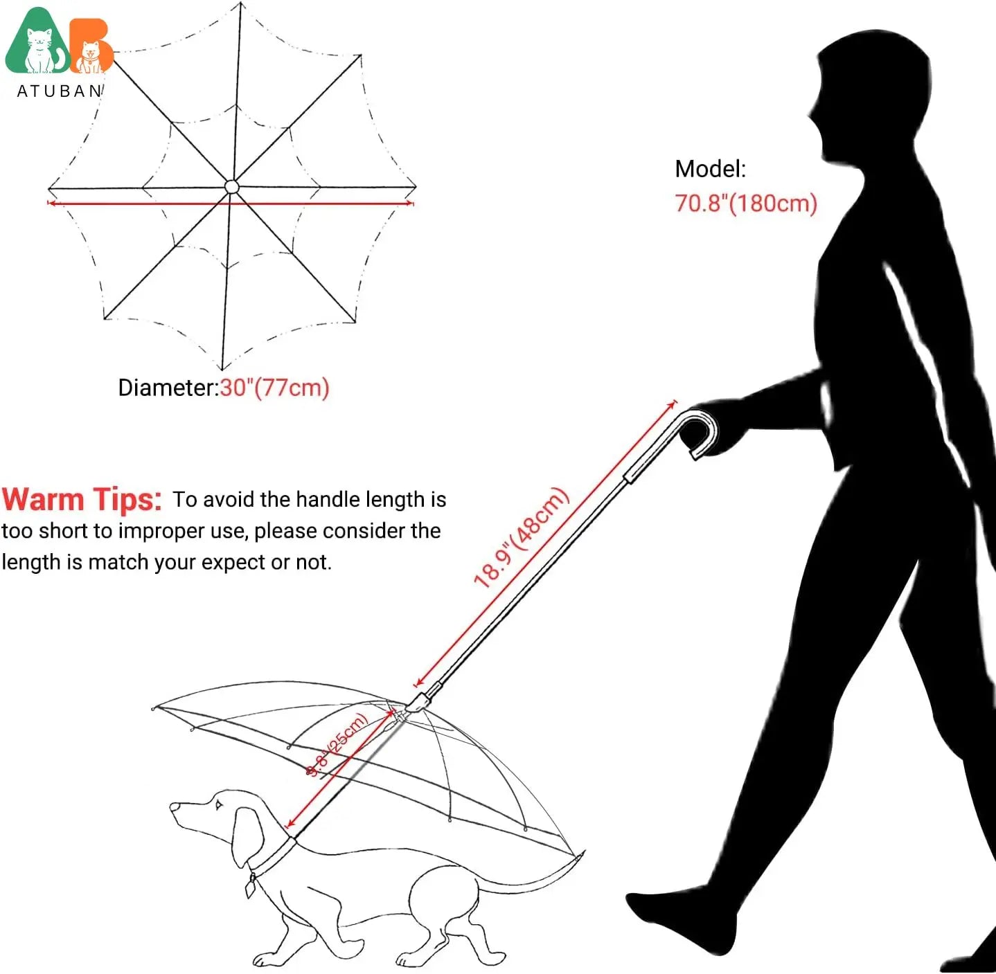 Dog Umbrella with Leash - Small Pets