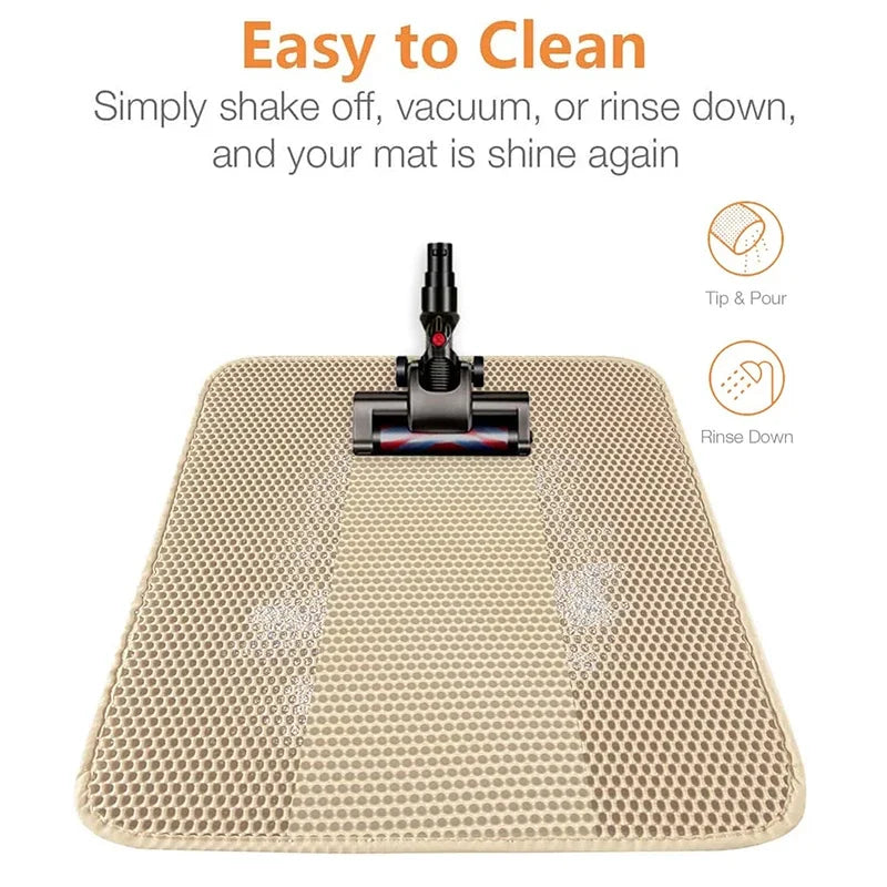 Cat Litter Mat Non-Slip Large Pet Litter Box Mat Double Layer Wear-Resistant Waterproof Cat Litter Mat Pet Cleaning Supplies