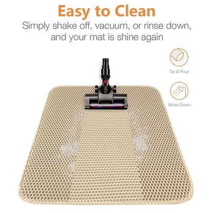 Cat Litter Mat Non-Slip Large Pet Litter Box Mat Double Layer Wear-Resistant Waterproof Cat Litter Mat Pet Cleaning Supplies