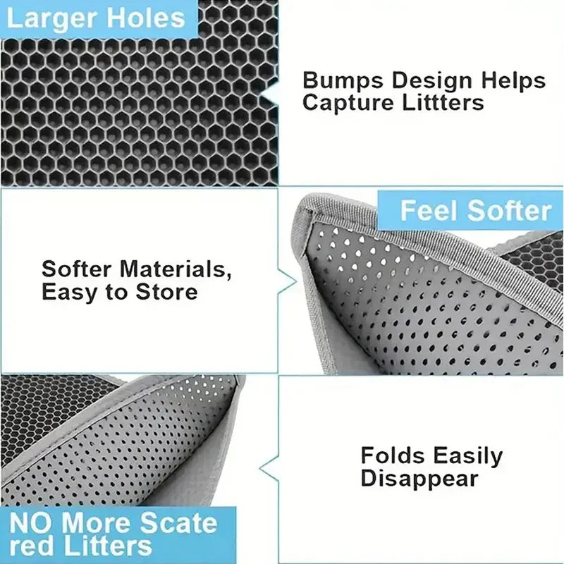 Cat Litter Mat Non-Slip Large Pet Litter Box Mat Double Layer Wear-Resistant Waterproof Cat Litter Mat Pet Cleaning Supplies