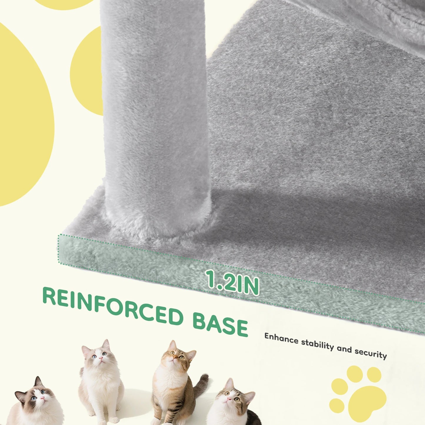 JHK 44-inch Tall Multi-Cat Climbing Tower Cat Tree Pet Furniture with Natural Sisal Scratching Posts Stable Pet House for Indoor Cats
