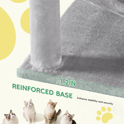 JHK 44-inch Tall Multi-Cat Climbing Tower Cat Tree Pet Furniture with Natural Sisal Scratching Posts Stable Pet House for Indoor Cats