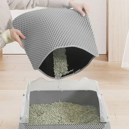Cat Litter Mat Non-Slip Large Pet Litter Box Mat Double Layer Wear-Resistant Waterproof Cat Litter Mat Pet Cleaning Supplies