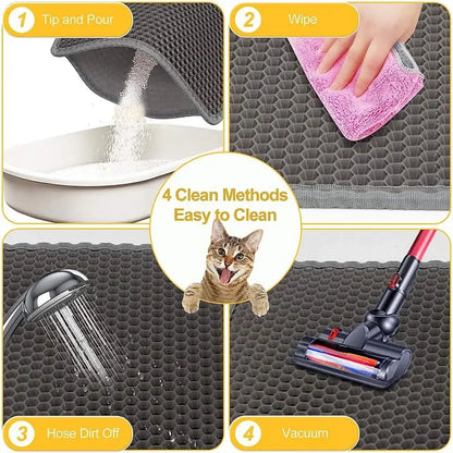 Cat Litter Mat Non-Slip Large Pet Litter Box Mat Double Layer Wear-Resistant Waterproof Cat Litter Mat Pet Cleaning Supplies