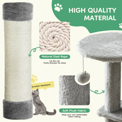 JHK 44-inch Tall Multi-Cat Climbing Tower Cat Tree Pet Furniture with Natural Sisal Scratching Posts Stable Pet House for Indoor Cats