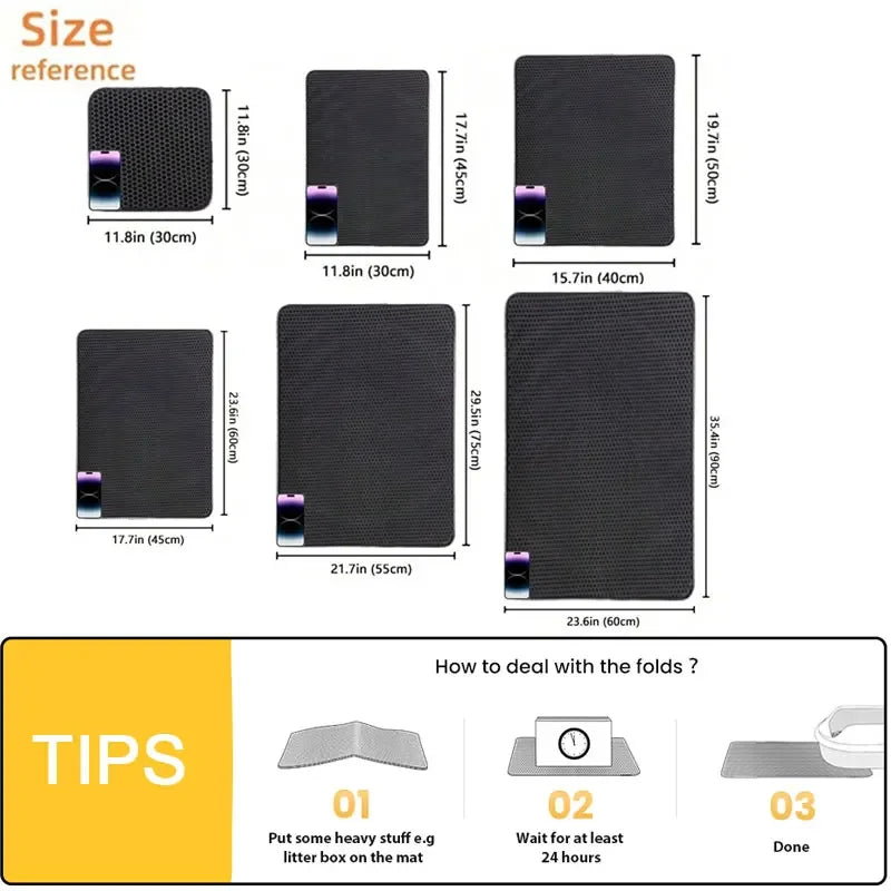 Cat Litter Mat Non-Slip Large Pet Litter Box Mat Double Layer Wear-Resistant Waterproof Cat Litter Mat Pet Cleaning Supplies