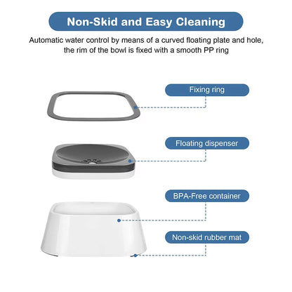 Pet Water Bowl Anti-Spill Automatic Dog Bowl Vehicle-Carried Floating Bowl Slow Water