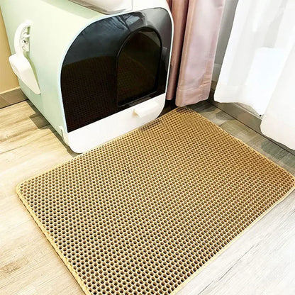 Cat Litter Mat Non-Slip Large Pet Litter Box Mat Double Layer Wear-Resistant Waterproof Cat Litter Mat Pet Cleaning Supplies