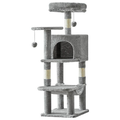 JHK 44-inch Tall Multi-Cat Climbing Tower Cat Tree Pet Furniture with Natural Sisal Scratching Posts Stable Pet House for Indoor Cats